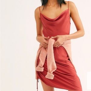 Free People Day to Night Adjustable Slip Silky Cowl Neck Dress in Allure